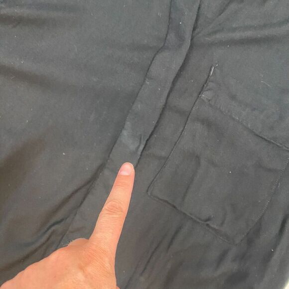 BDG Button Up Womens Medium Slouchy Oversized Button Shirt Black Lagenlook Rayon - Picture 11 of 13